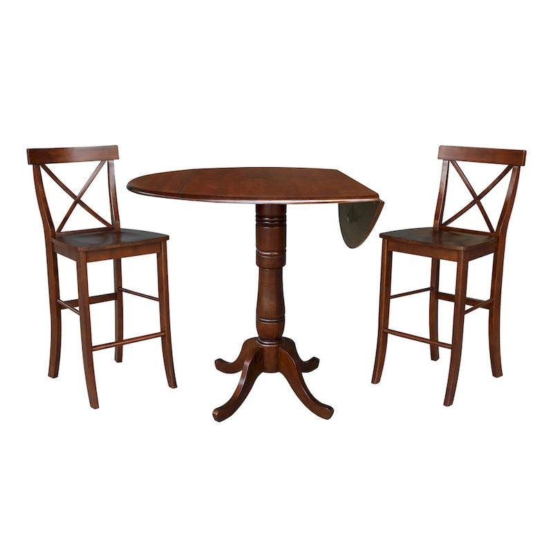 Table de bar ronde 42 po et deux tabourets - Espresso