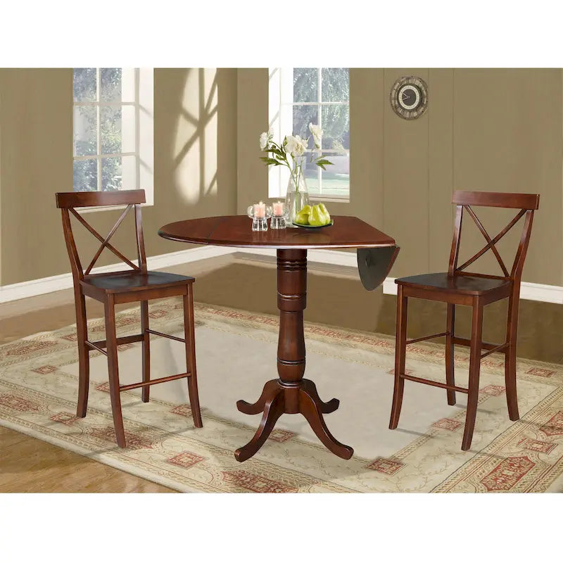 Table de bar ronde 42 po et deux tabourets - Espresso