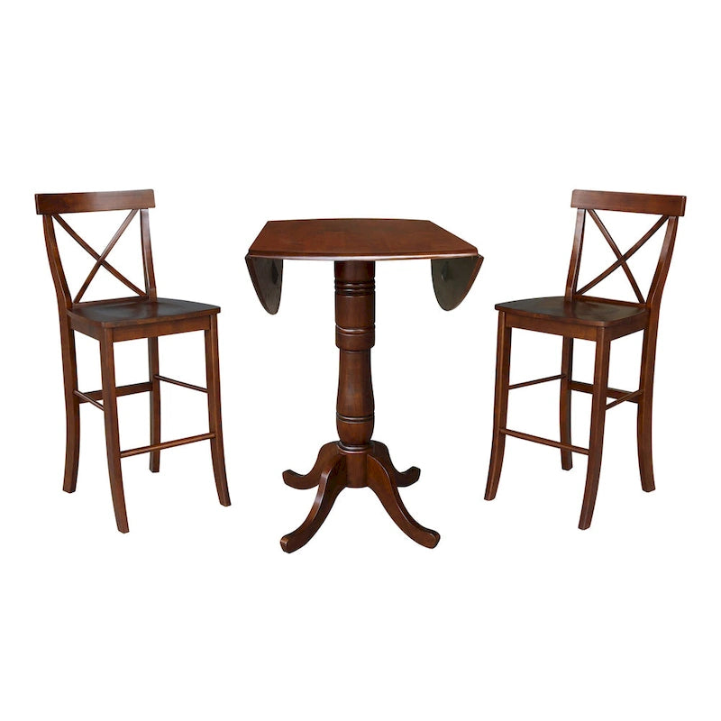 Table de bar ronde 42 po et deux tabourets - Espresso