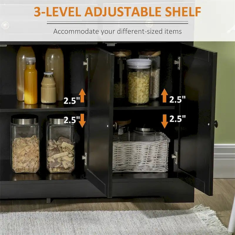Buffet de cuisine moderne avec 2 tiroirs et étagères réglables