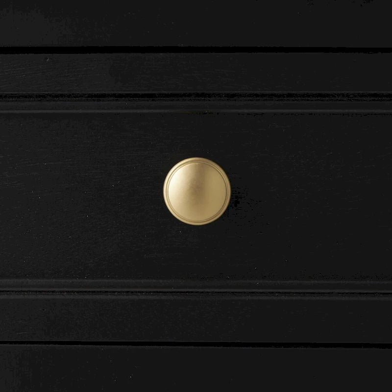 Meuble de Rangement en Bois Fait Main avec 2 Tiroirs et 2 Portes Façade Rotin - Noir