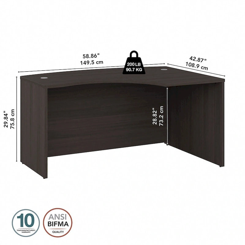 Coque de bureau en L pour droitier par