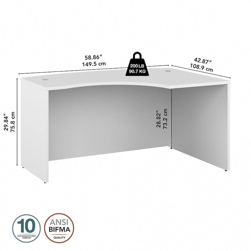 Coque de bureau en L pour droitier par
